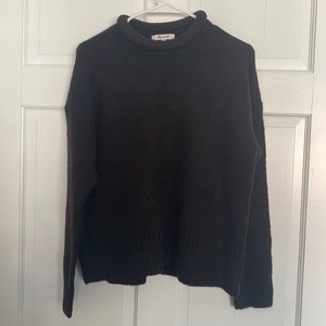 Madewell Luke Puff Neck Sweater Size L Heather Raisin Black Wool NWT Never Worn